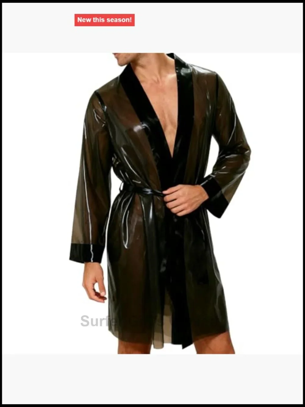 Latex Night Robe with Tie Lacing Unisex Rubber Dress